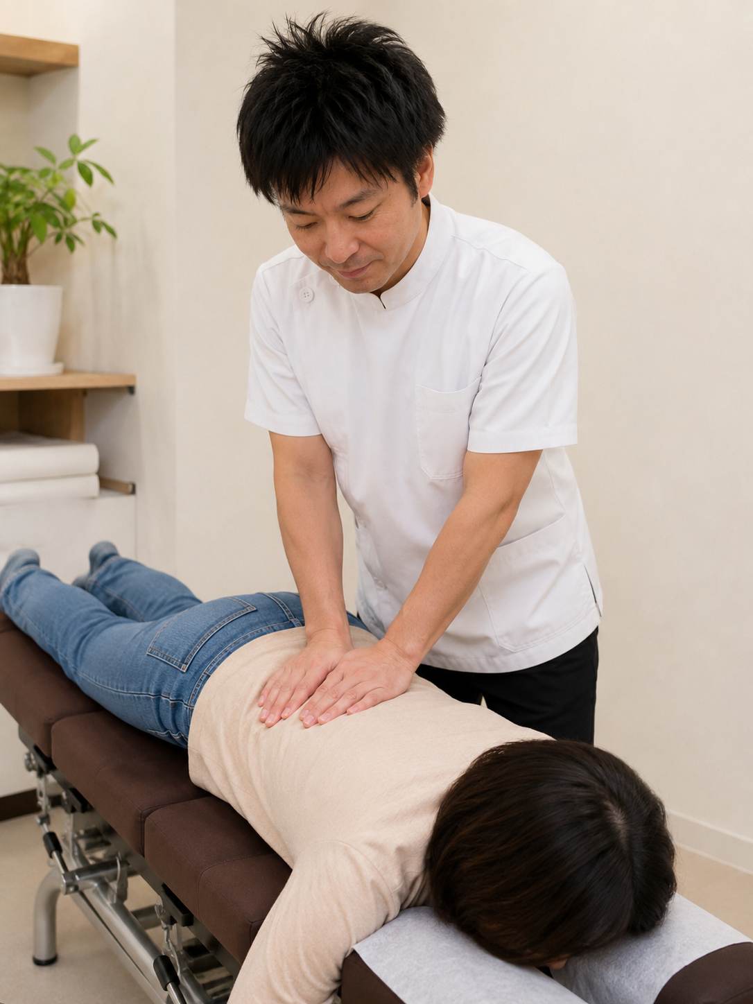 谷津一整骨院でカイロプラクティック施術を行う様子